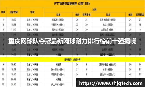 重庆网球队夺冠最新网球耐力排行榜前十强揭晓